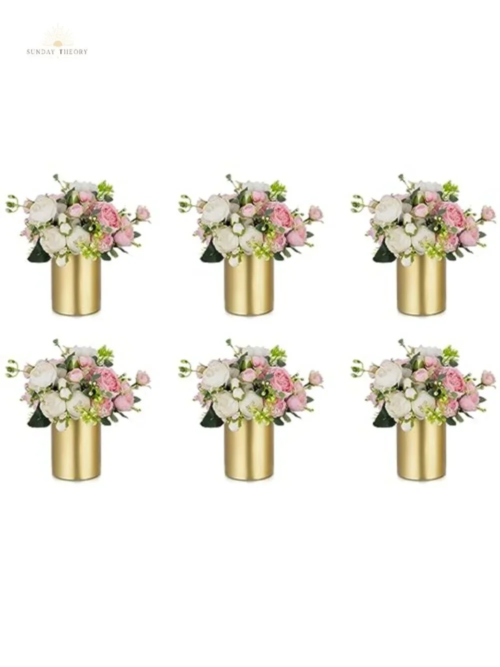 Metal Vases Set of 6 Wedding Centerpiece Tabletop Trumpet Floral Stands